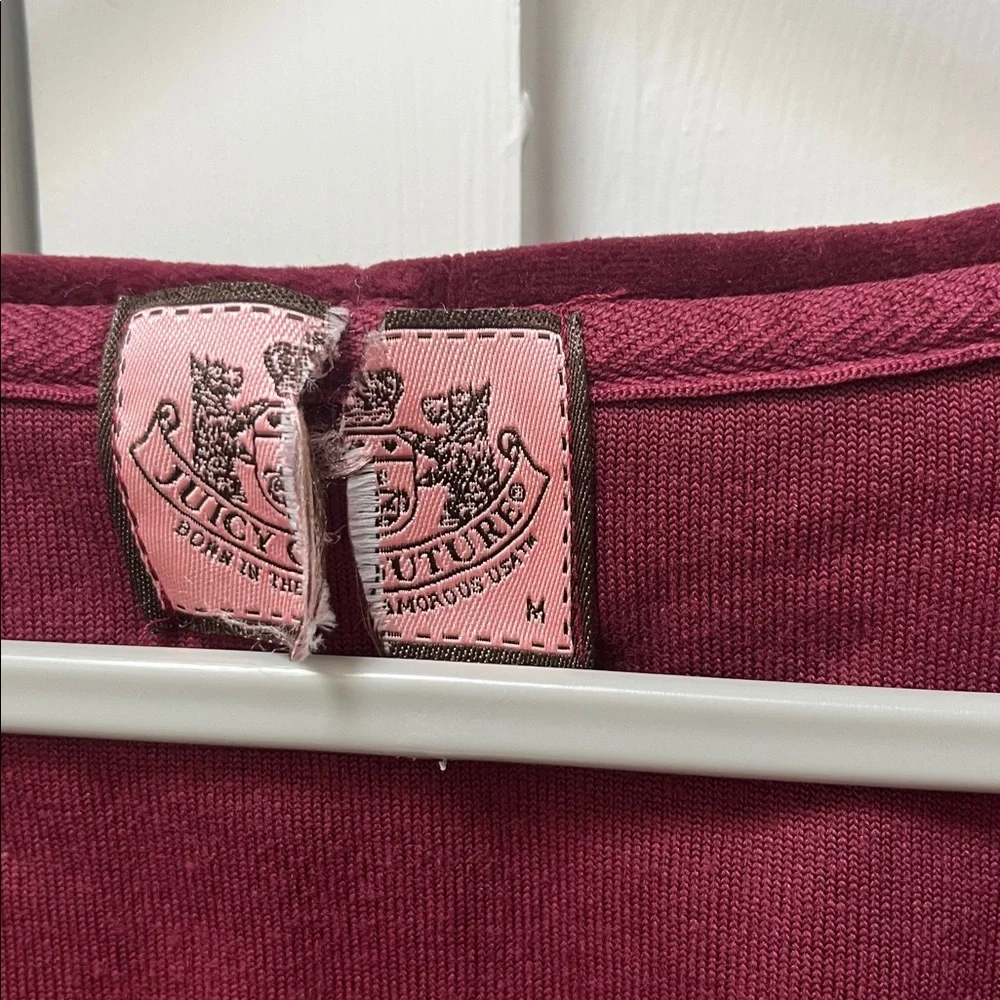 Juicy Couture Maroon Velvet Hoodie Y2K - Picture 5 of 6